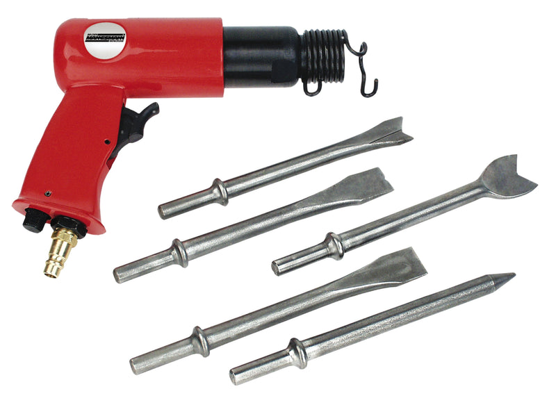 Compressed air chisel hammer with 5 chisels