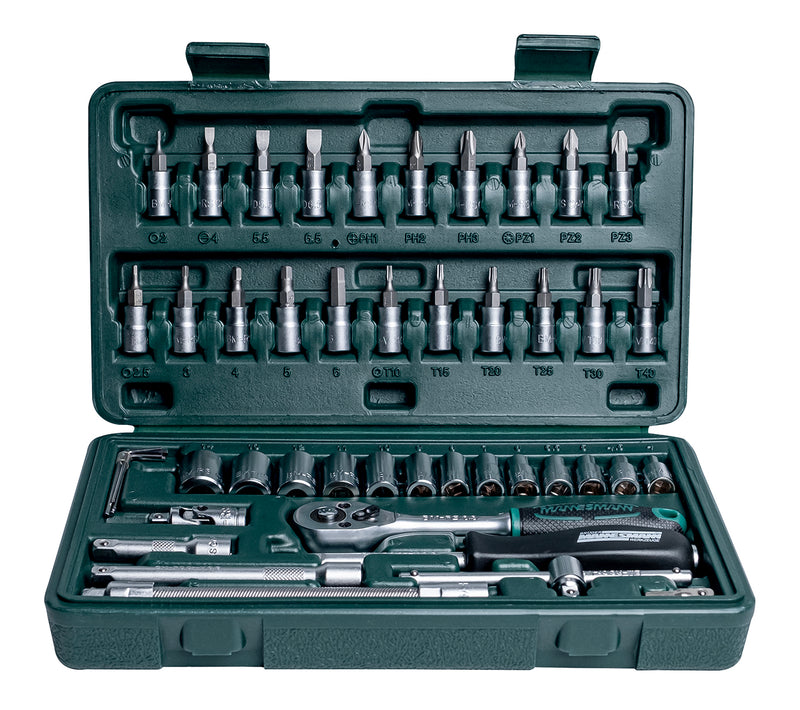 Socket wrench set 1/4", 46 pieces.