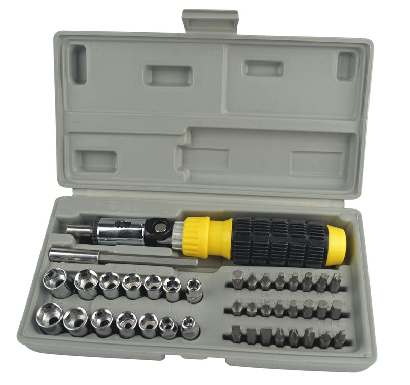 Bit and socket wrench set, 41 pieces, 1/4"
