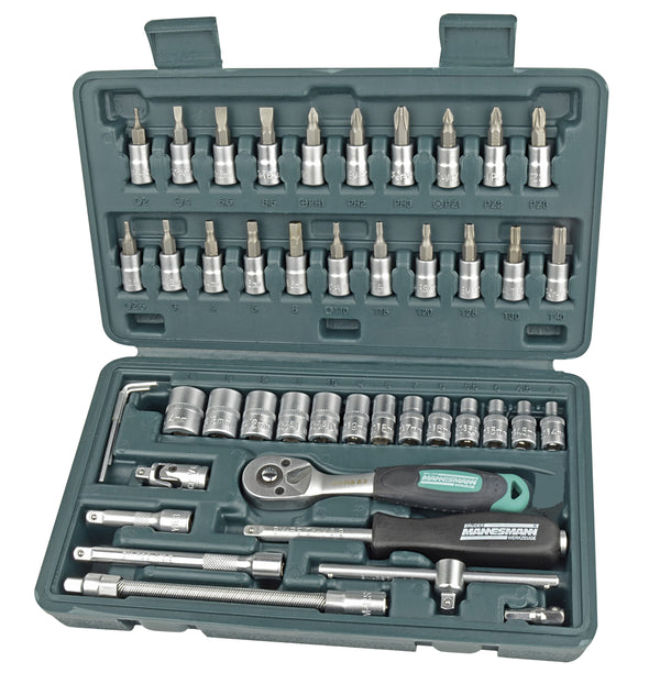 Socket wrench set 1/4", 46 pieces,