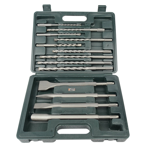SDS drill and chisel set, 13 pieces.