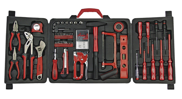 Household tool assortment. in a folding case