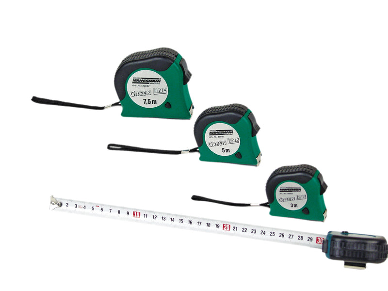 Tape measure 7.5 mx 25 mm, green/black housing