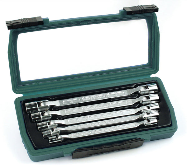Double-jointed socket wrench set, 5 pieces.