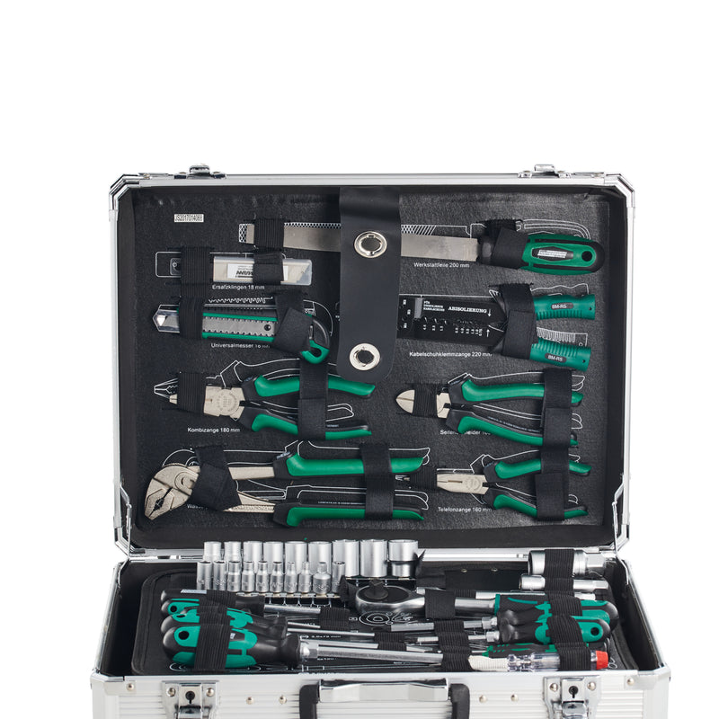 Aluminum tool case, equipped, 108 pieces.