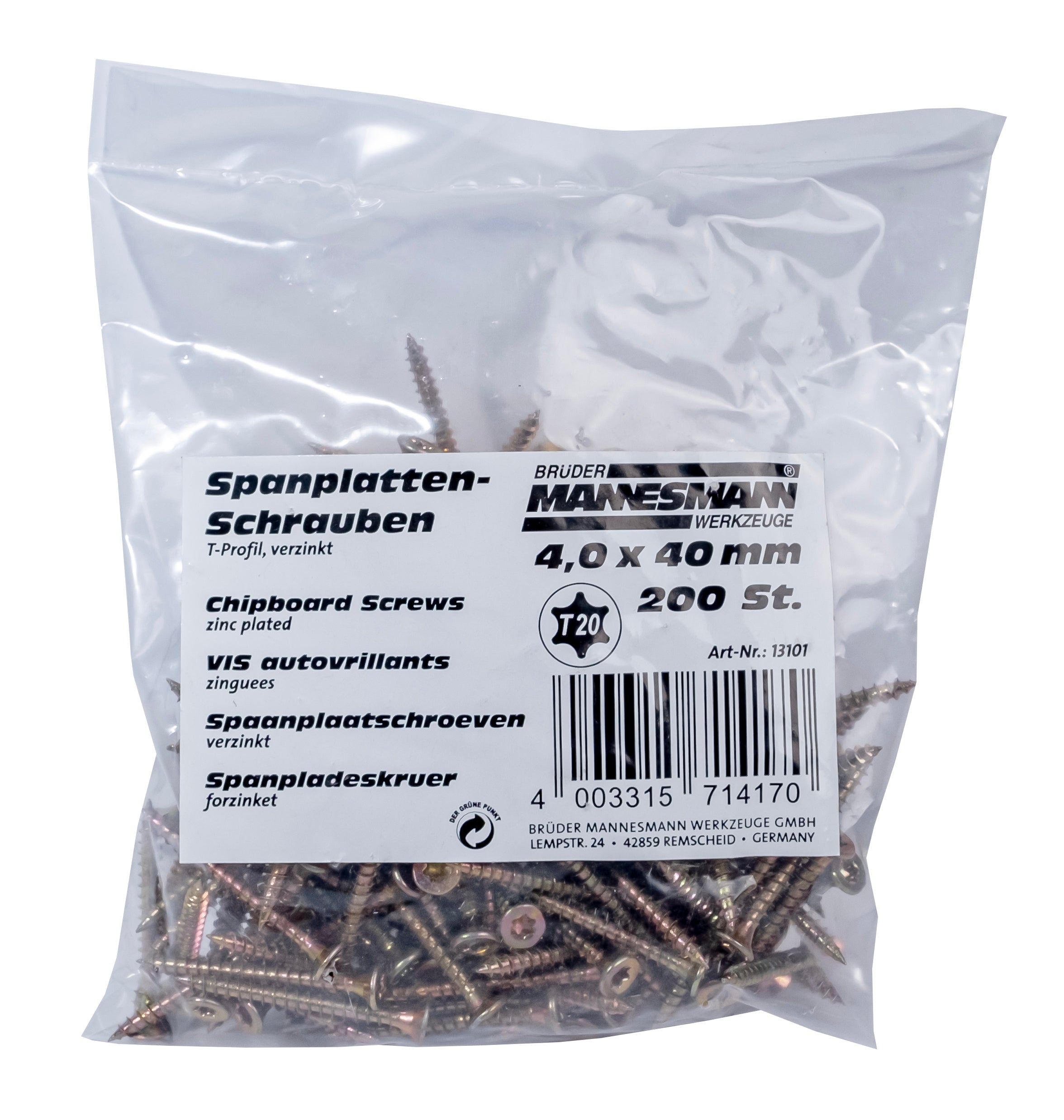 Vis pour panneaux d'aggloméré 4,0 x 40 mm, tête TX,