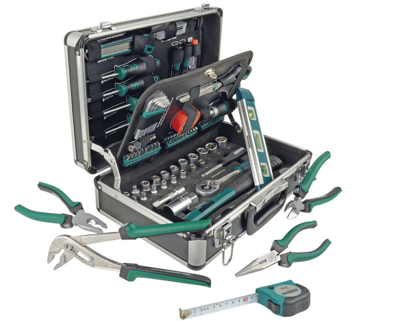 Aluminum tool case, equipped, 90 pieces.