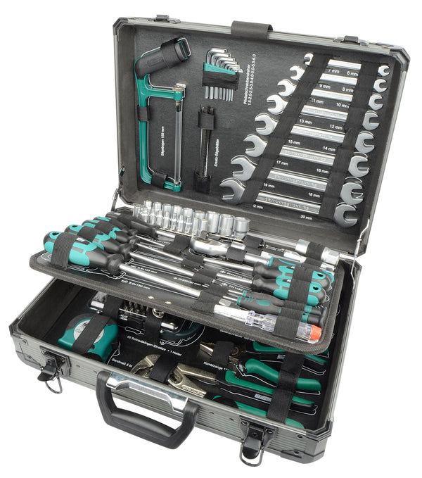 Aluminum tool case, equipped, 133 pieces.