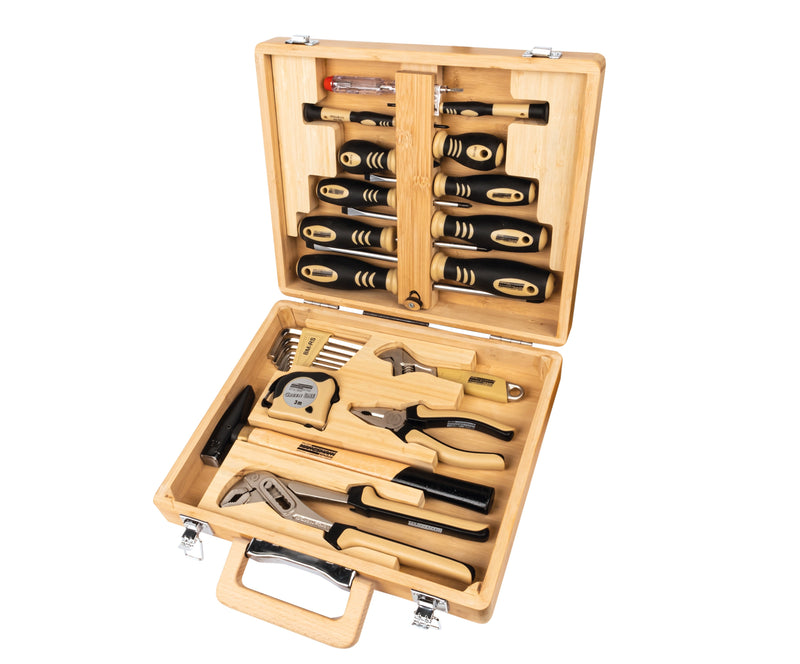 Tool set 24 pieces. in bamboo case
