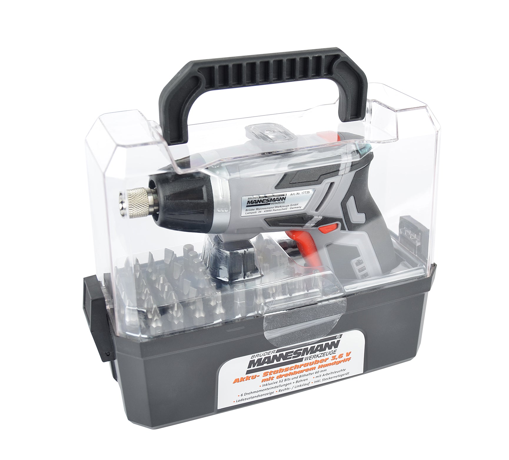 Cordless screwdriver 3.6 V with bit assortment