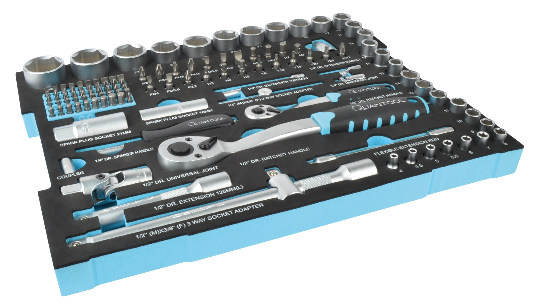 QUANTOOL - Werkzeugsatz, 118-tlg. - passend zu Quantool L-Boxx 102 und 136