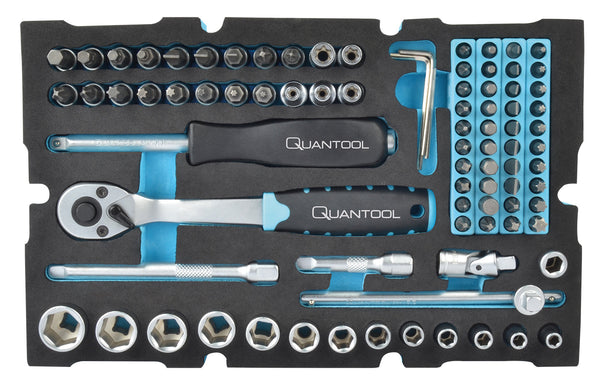 QUANTOOL - Socket wrench set 85 pieces, 1/4" - suitable for Quantool L-Boxx Mini
