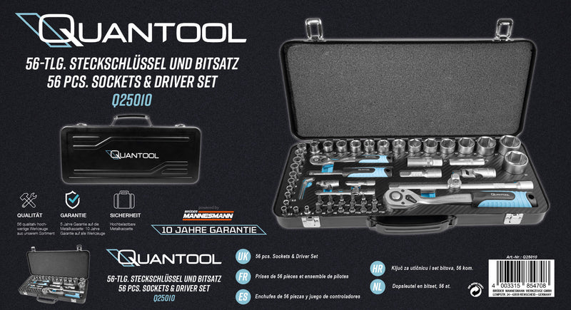 Quantool
 Socket wrench and bit set, 56 pieces.