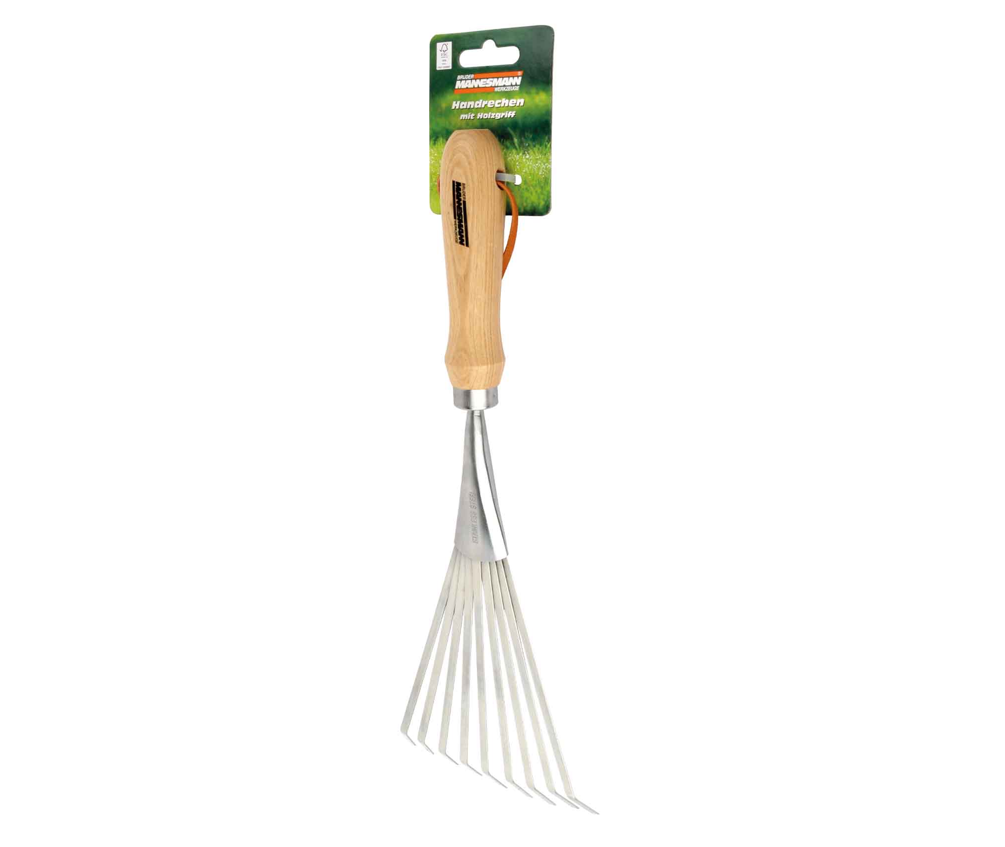 Hand rake, with wooden handle