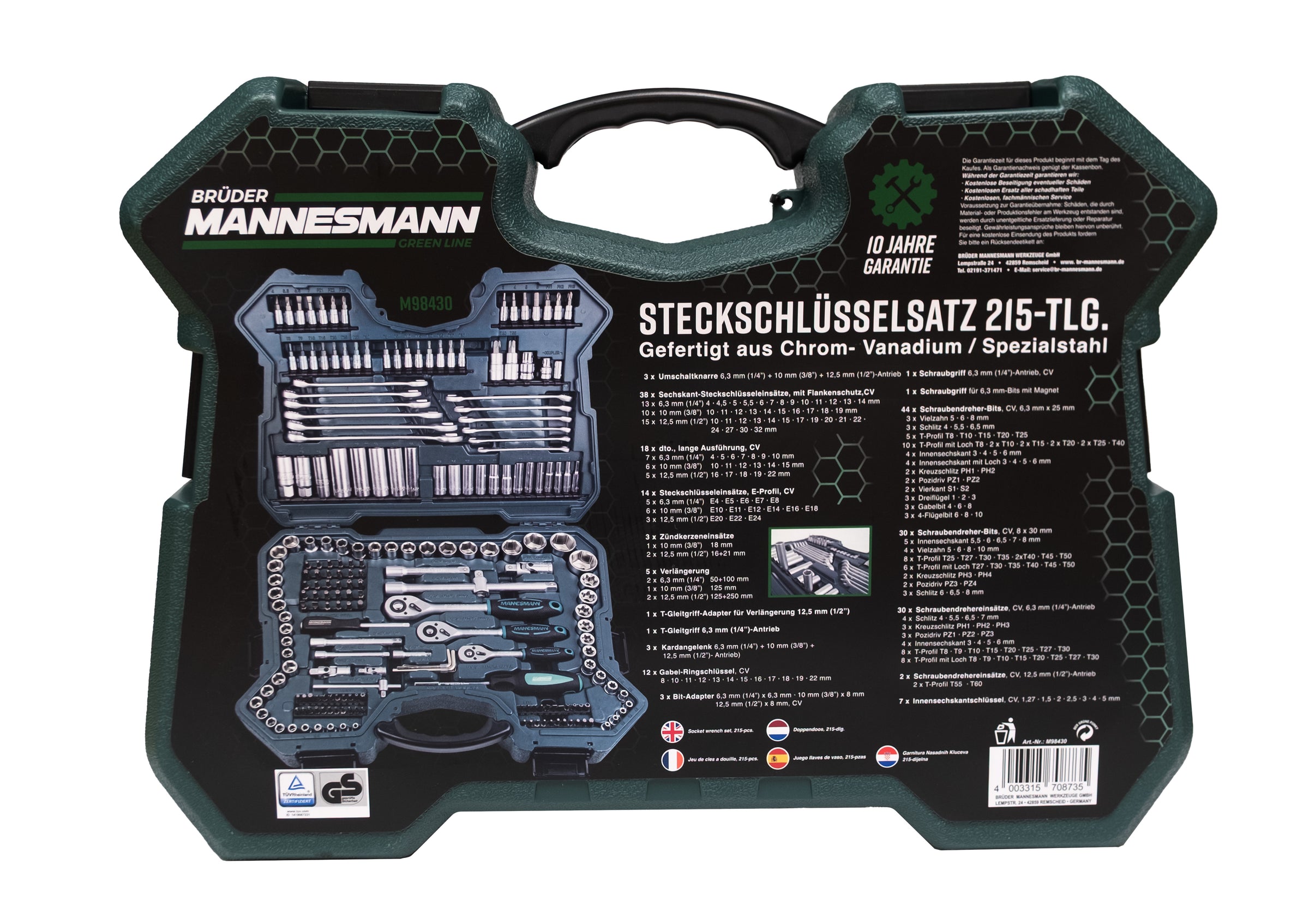 Steckschlüsselsatz 215-tlg. 1/4"+3/8"+1/2"