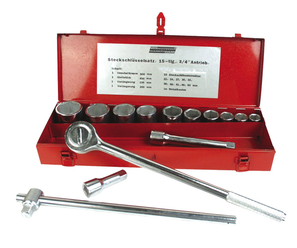 Socket wrench set 3/4" 15 pieces.