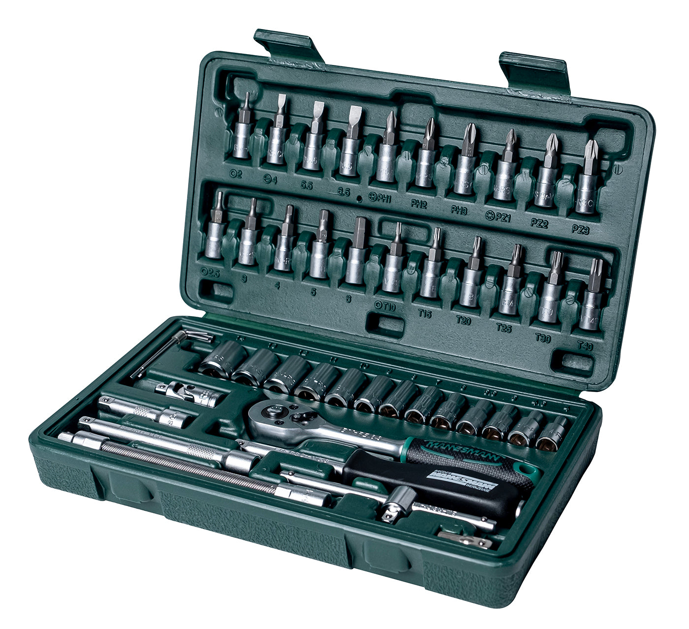 Socket wrench set 1/4", 46 pieces.