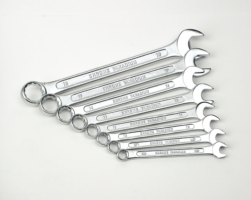 Combination wrench set, 8 pieces, 8-19 mm, CV, GS