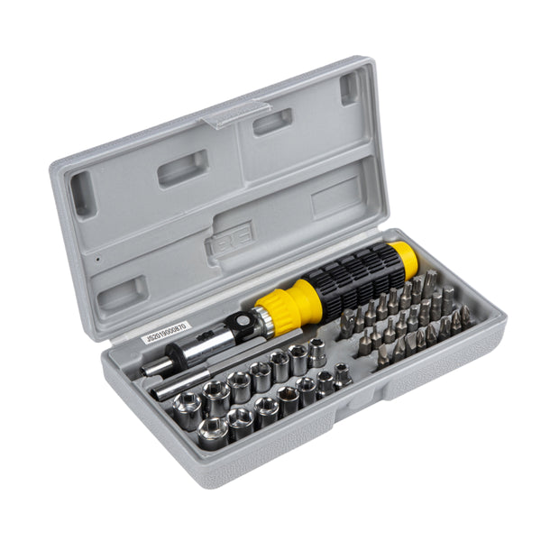 Bit and socket wrench set, 41 pieces, 1/4"