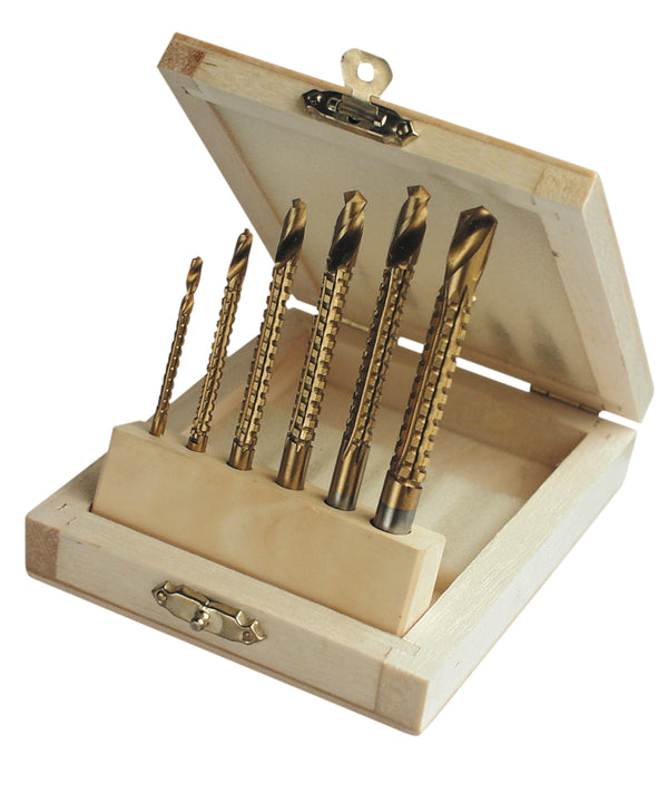 Milling drill set, 6 pieces. in wooden casket