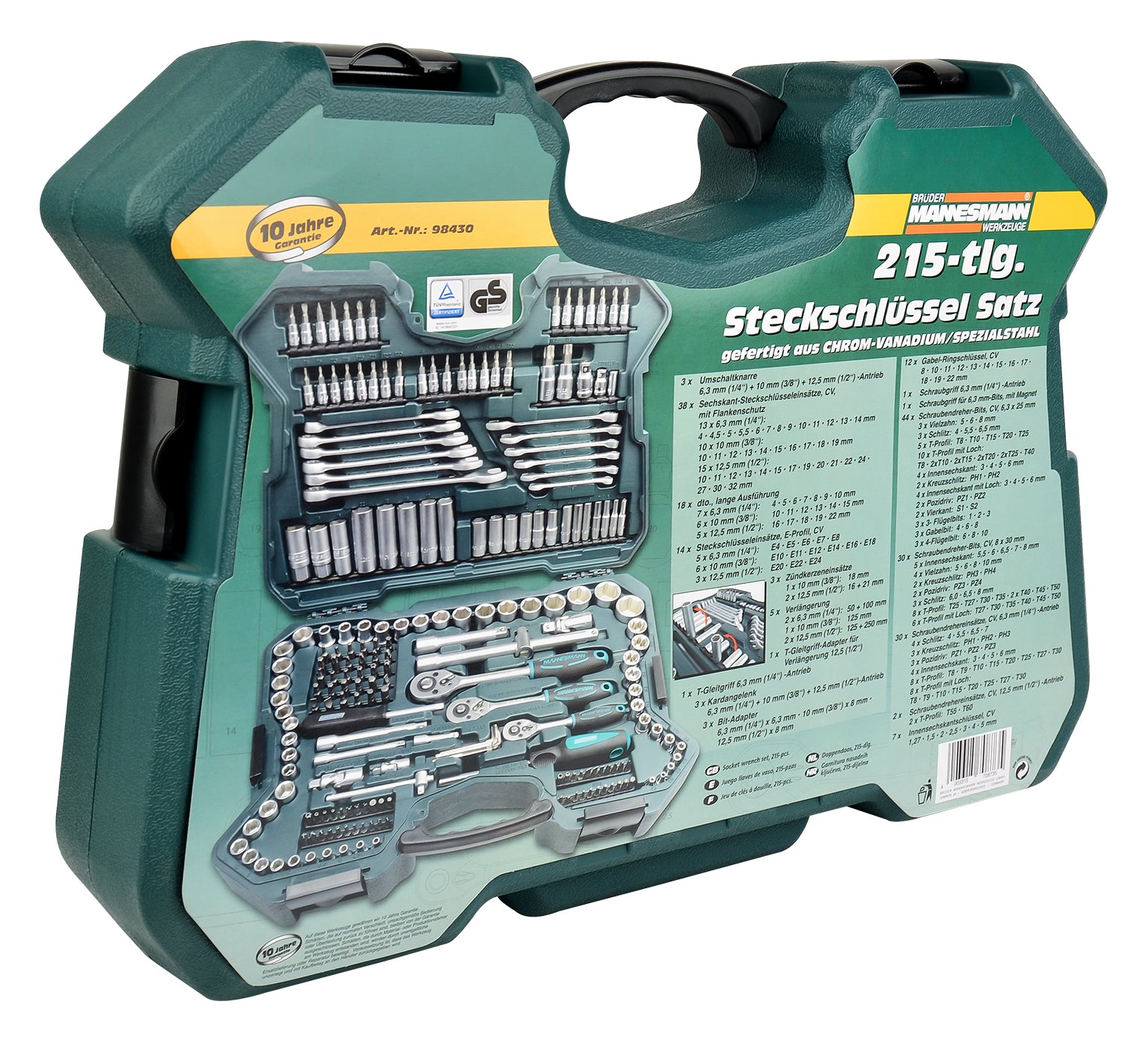 Socket wrench set 215 pieces. 1/4"+3/8"+1/2"