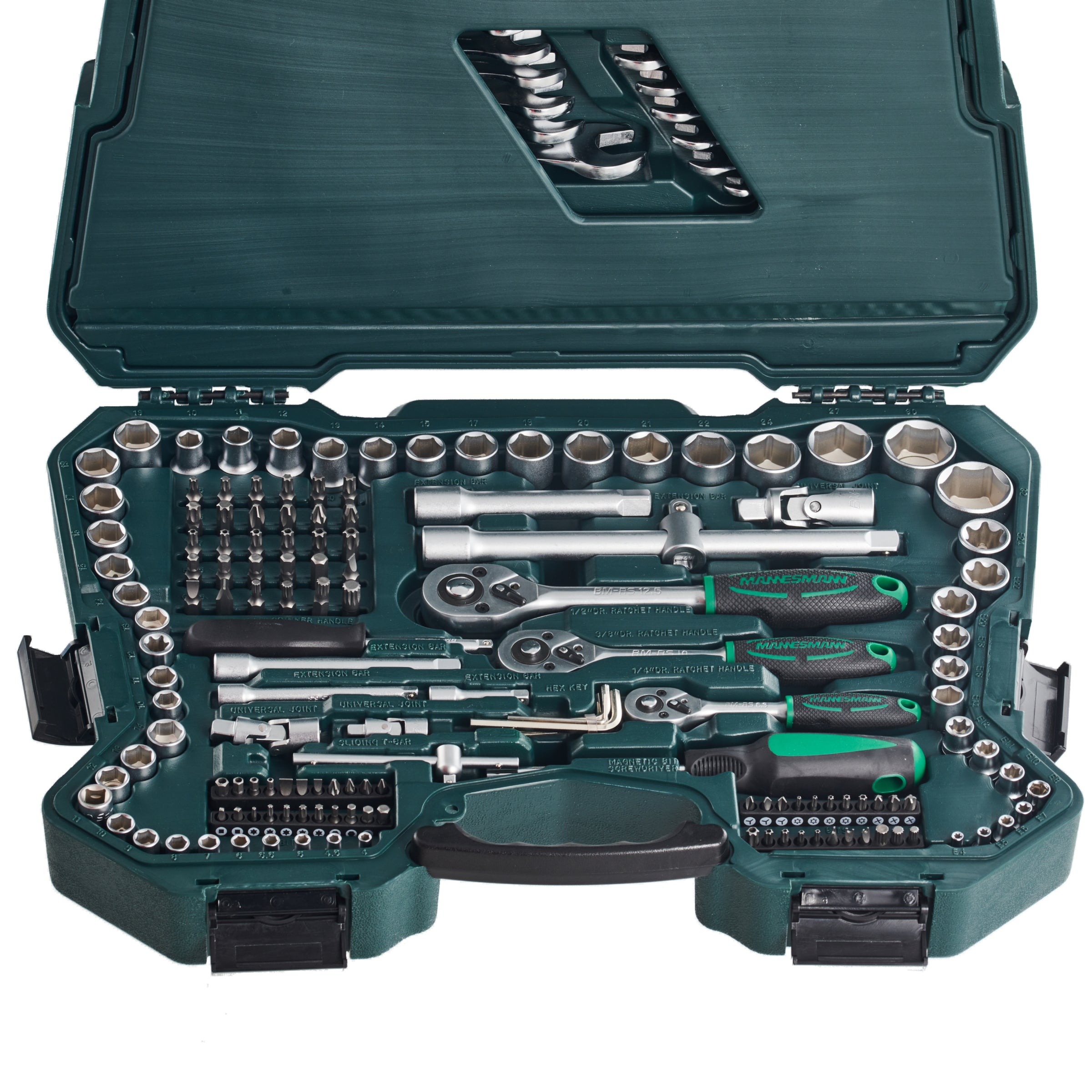 Socket wrench set 215 pieces. 1/4"+3/8"+1/2"