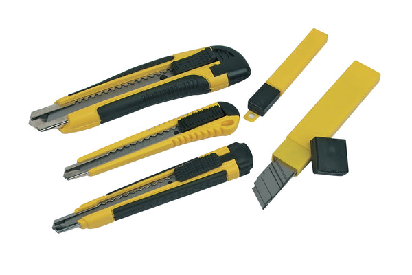 Snap-off knife set, 3 pieces, including 2x replacement knives