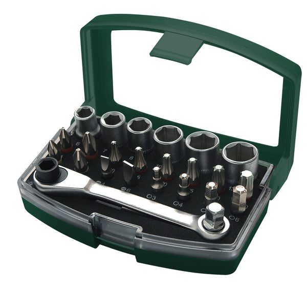 Bit and socket wrench set, 24 pieces.