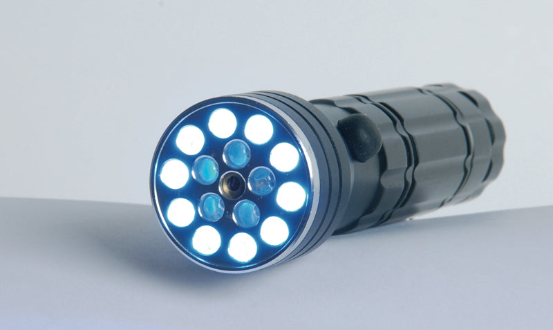 Lampe de poche avec LED + UV + laser