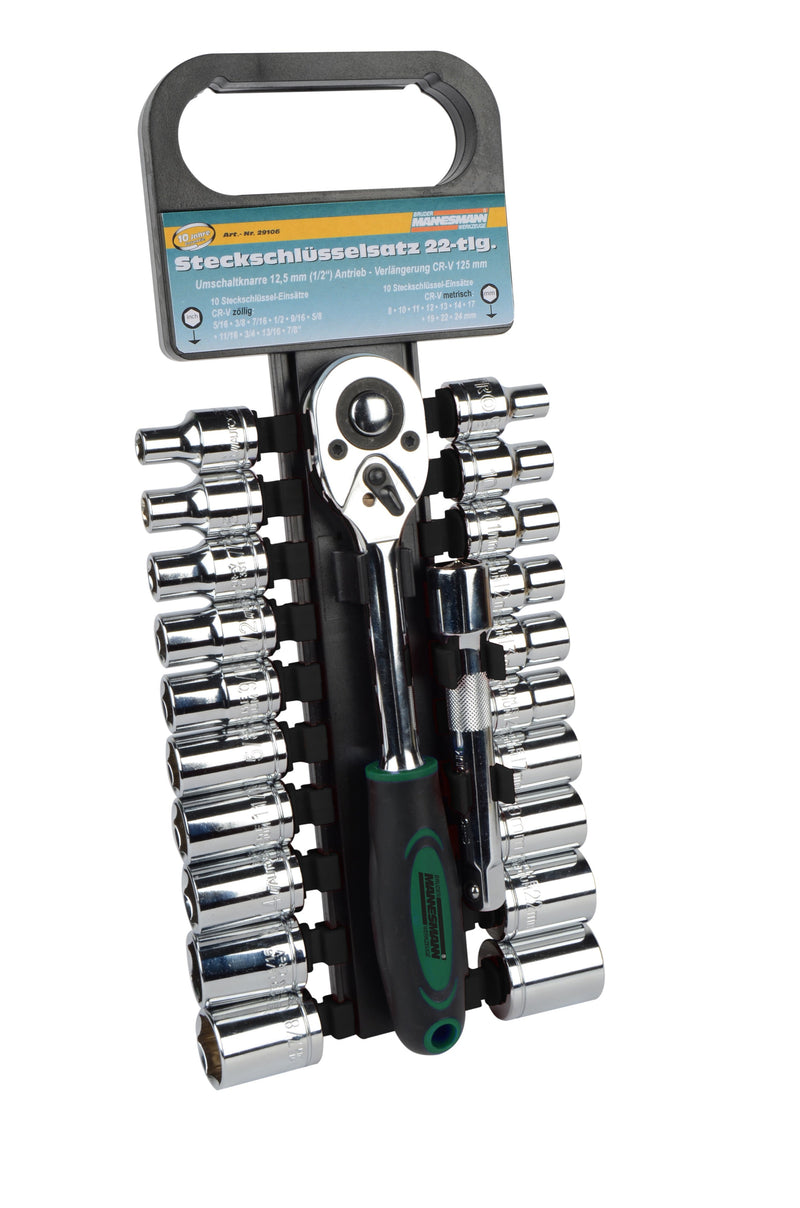Socket wrench set 1/2", 22 pieces.