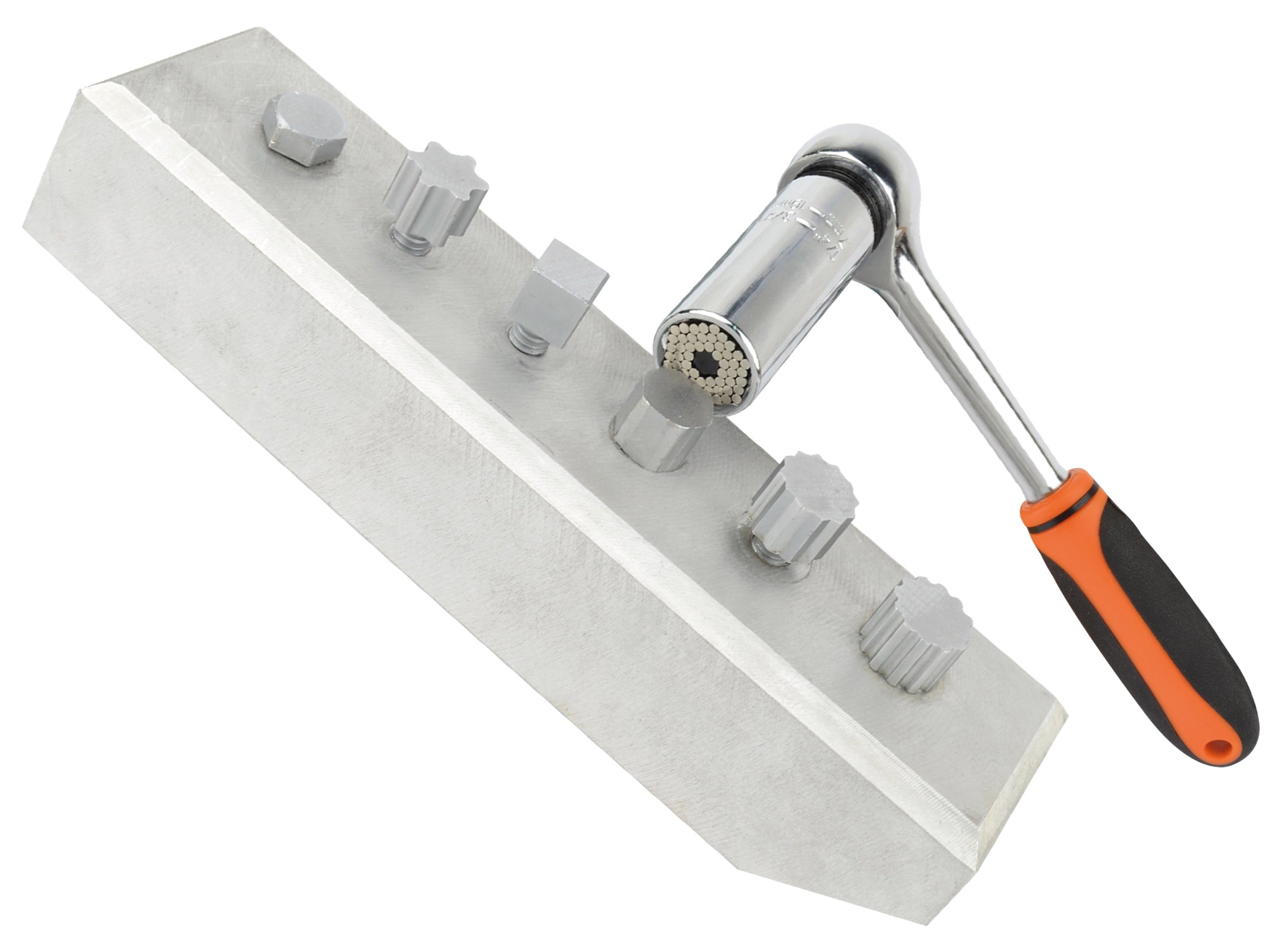 Insert pour clé à douille universelle (7-19 mm) avec adaptateur et cliquet réversible 3/8"