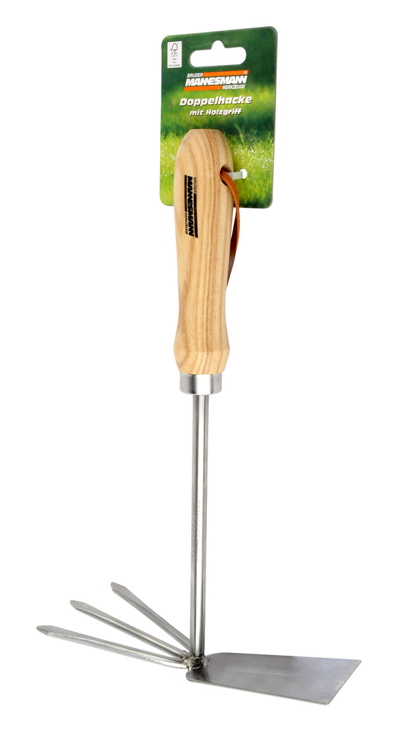 Double hoe, with wooden handle