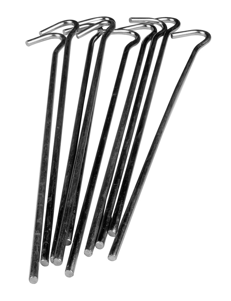 Steel tent pegs, 4.3 mm x 24 cm, 10 pieces. Sentence