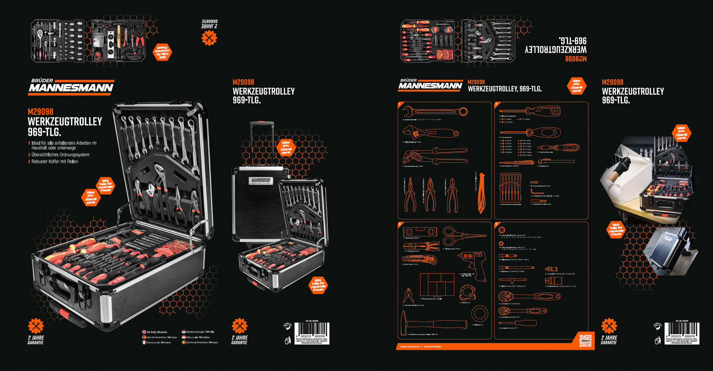 Werkzeugtrolly, 969-tlg.