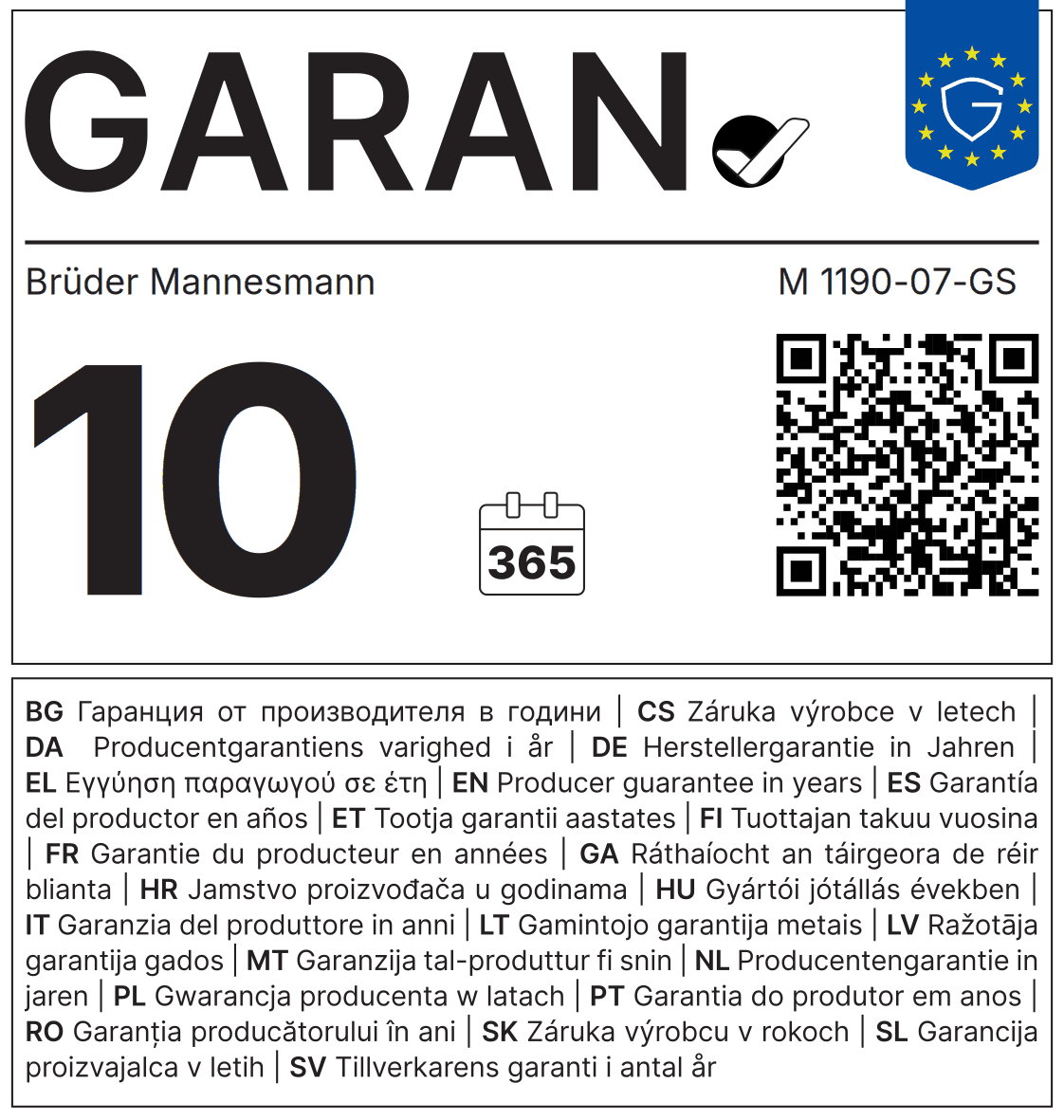EU-GARAN-Label: 10 Jahre Herstellergarantie