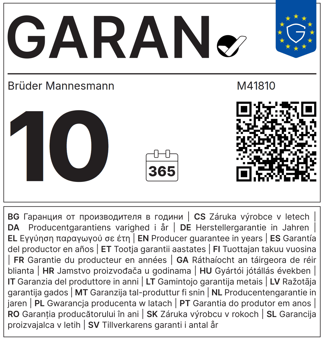 EU-GARAN-Label: 10 Jahre Herstellergarantie